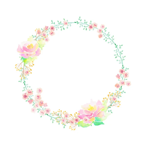 Ghirlanda di fiori ad acquerello disegnata a mano — Foto Stock
