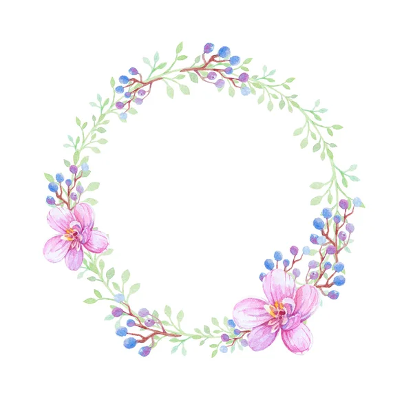 Hand drawn watercolor flower wreath — Stock Photo, Image