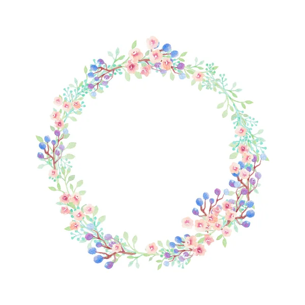 Hand drawn watercolor flower wreath — Stock Photo, Image