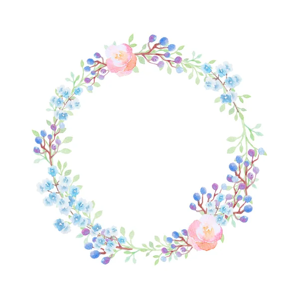 Hand drawn watercolor flower wreath