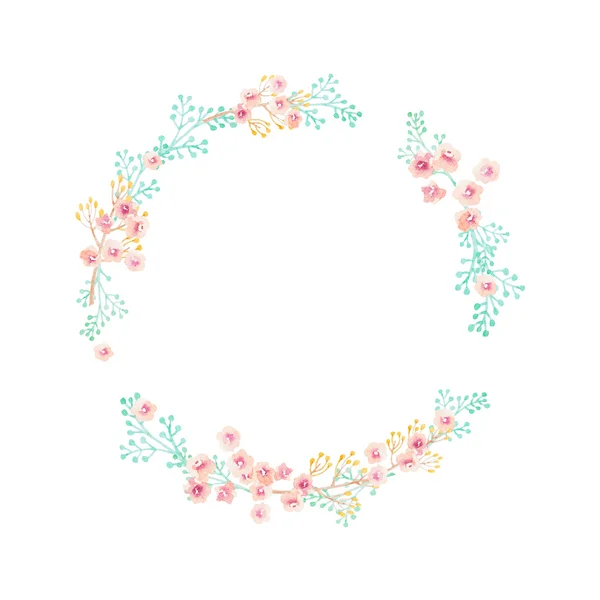 Ręcznie rysowane Wieniec kwiatów akwarela — Zdjęcie stockowe