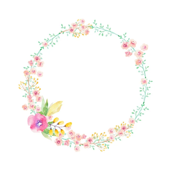 Hand drawn watercolor flower wreath — Stock Photo, Image