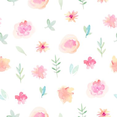 Suluboya çiçek deseni