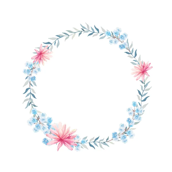 Hand drawn watercolor flower wreath — Stock Photo, Image