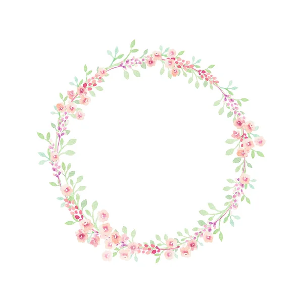 Hand drawn watercolor flower wreath — Stock Photo, Image