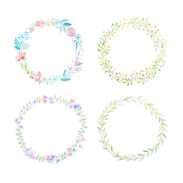 Hand drawn watercolor flower wreath — Stock Photo, Image