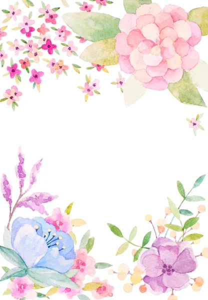 Uitnodigingskaart met aquarel bloemen voor uw trouwdag — Stockfoto