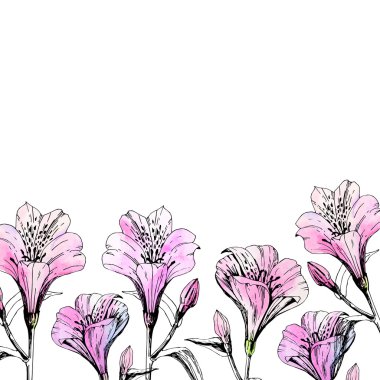 Suluboya çiçekli davetiye, düğün günü için