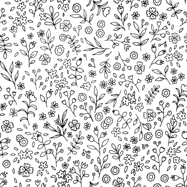 Fleur noire et blanche motif sans couture — Image vectorielle