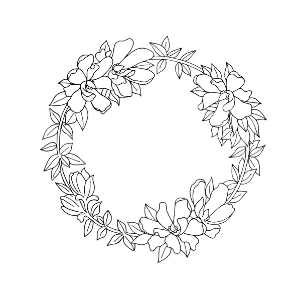 Grinalda floral preto e branco — Vetor de Stock
