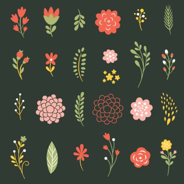 Çiçek elementleri seti