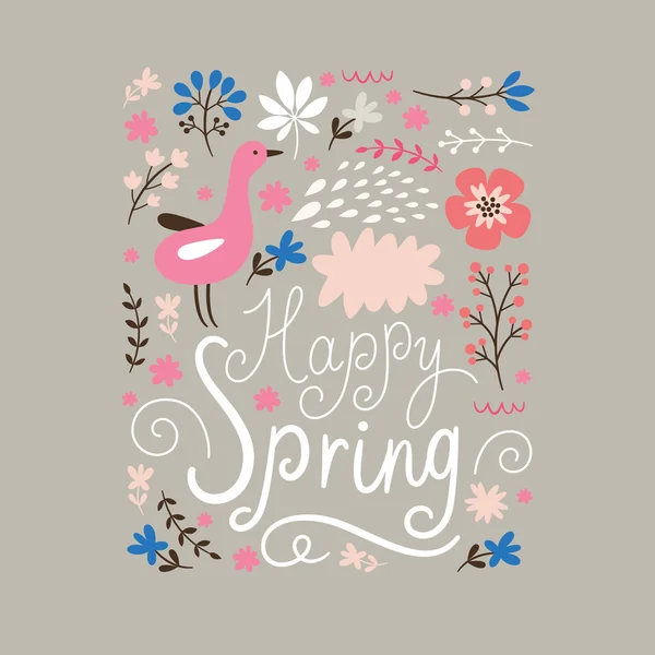 Happy Spring Lettering. Ilustração vetorial — Vetor de Stock