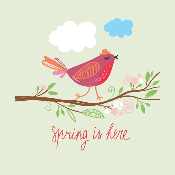 Feliz Primavera Lettering. Ilustración vectorial — Archivo Imágenes Vectoriales
