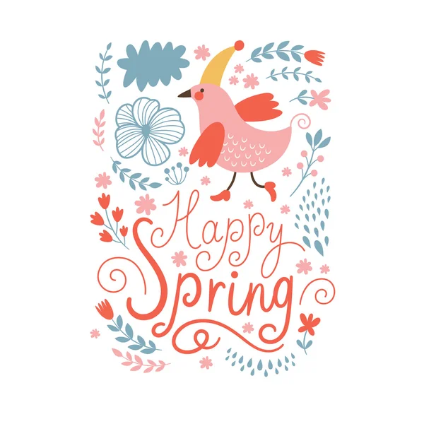 Happy Spring card, ilustração vetorial — Vetor de Stock