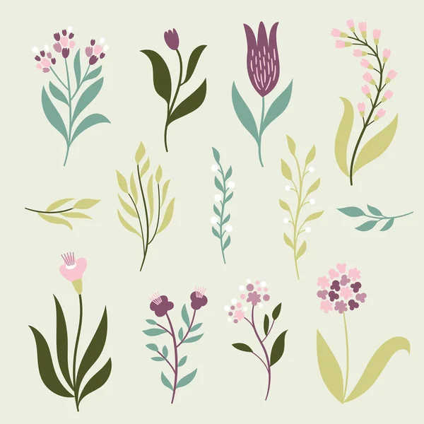 Conjunto de flores, ilustración vectorial — Vector de stock