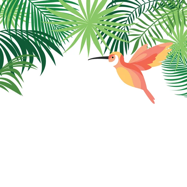 热带的横幅，上面有只鸟 — 图库矢量图片