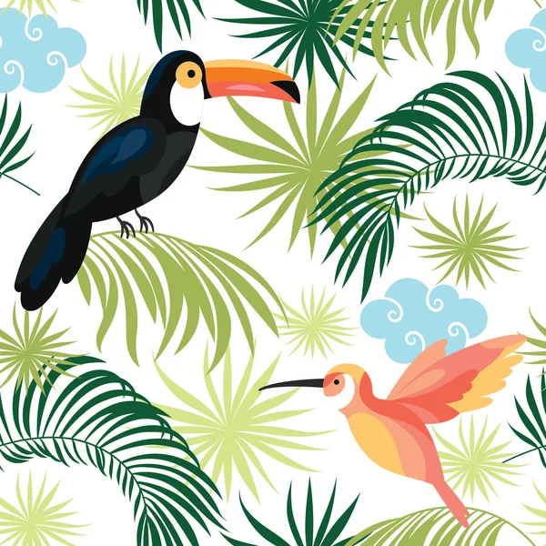 熱帯の鳥とパターン — ストックベクタ
