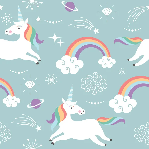 Unicorns  magic background — Stock Vector