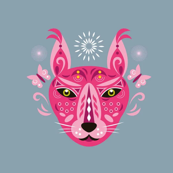Grote Kat Lynx Roze Panter Vectorillustratie — Stockvector