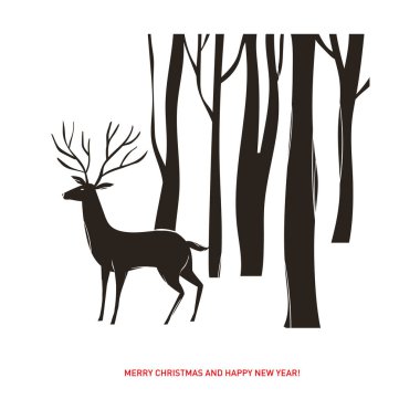 Bir geyik siluetinin vektör çizimi