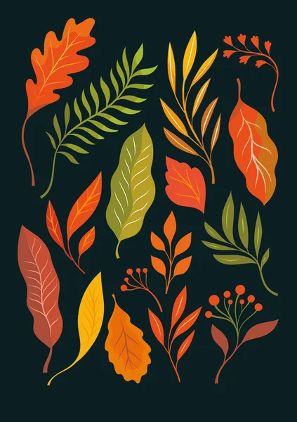 Ilustración Vectorial Hojas Otoño — Vector de stock