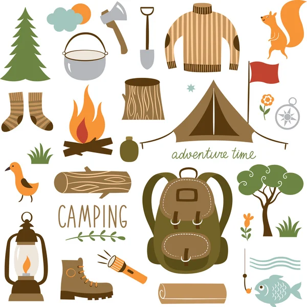 Camping equipment — Stock Vector