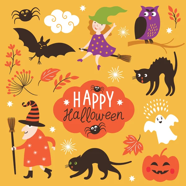 Conjunto de elementos de Halloween vector lindo — Vector de stock