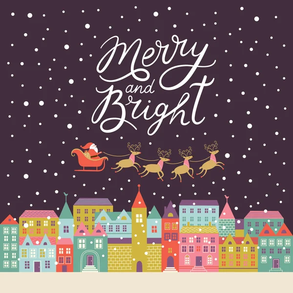 Merry and Bright lettering — Stock Vector