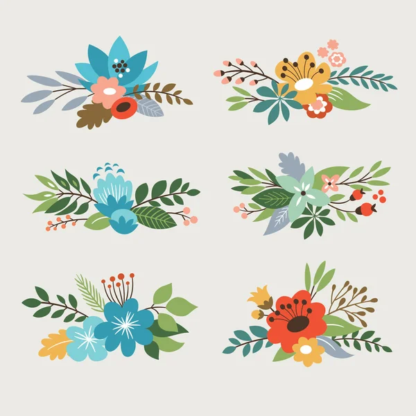 花の水彩画コレクション — ストックベクタ
