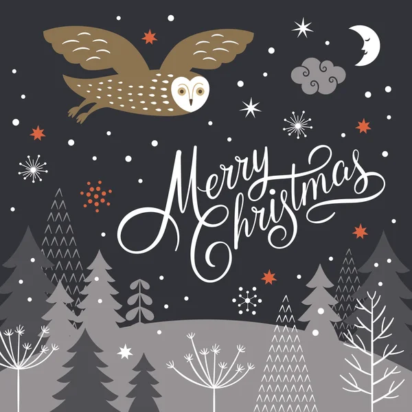 Feliz Navidad Cartas con búho — Archivo Imágenes Vectoriales