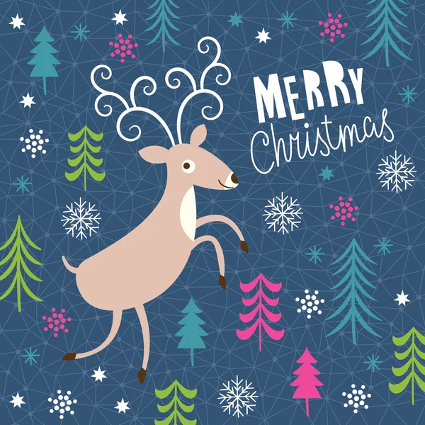Рождественская открытка с оленем — стоковый вектор
