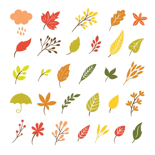 Collection with leaves and flowers — Stock Vector