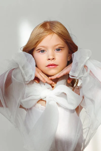 Portrait Little Fashionable Girl Studio — Stok fotoğraf