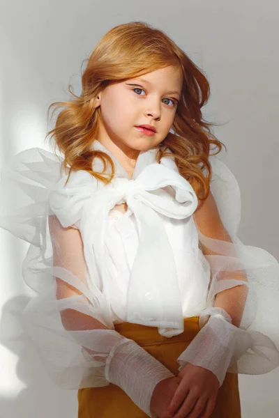 Portrait Little Fashionable Girl Studio — Stok fotoğraf