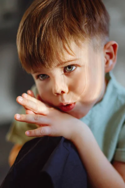 Portrait Fashionable Little Boy Studio — Fotografia de Stock