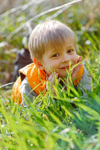 Portrait Fashionable Little Boy Nature — Stockfoto