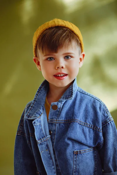 Portrait Fashionable Little Boy Studio Imagens Royalty-Free