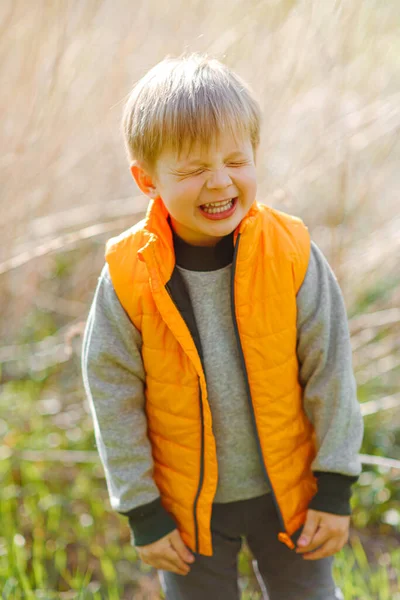 Portrait Fashionable Little Boy Nature Imagens Royalty-Free