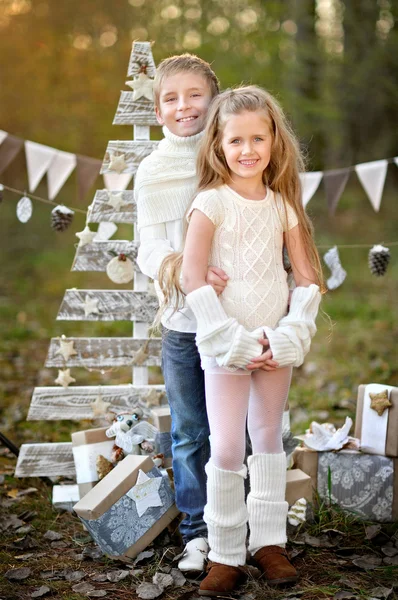 Portrait of little boys and girls i in a Christmas style — Stock Photo, Image