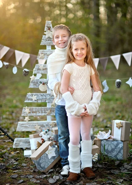 Portrait of little boys and girls i in a Christmas style — Stock Photo, Image