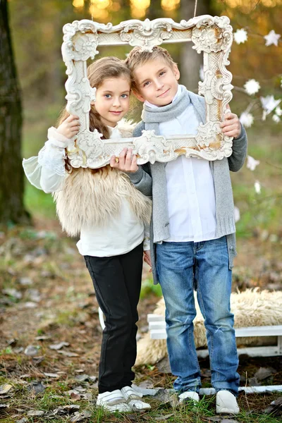 Portrait of little boys and girls i in a Christmas style — Stock Photo, Image