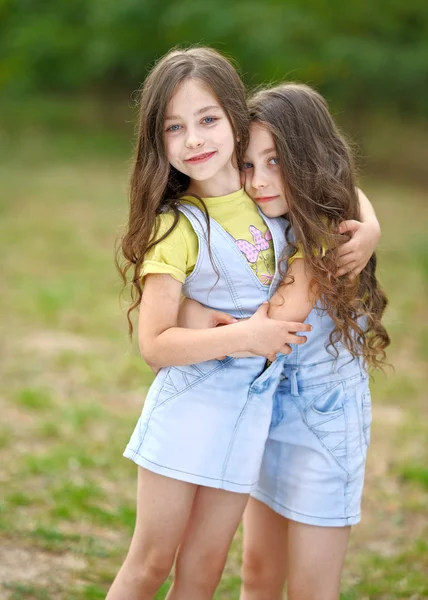 Portrait of two little girls twins — Stock Photo, Image