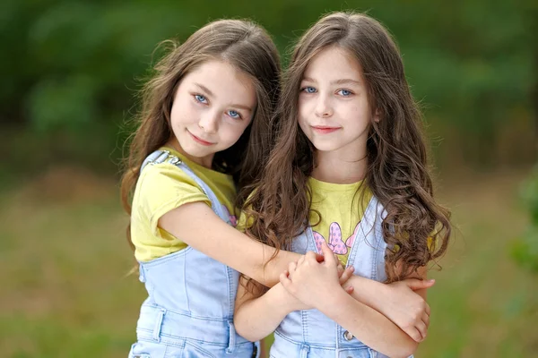두 명의 작은 여자 쌍둥이의 초상화 — 스톡 사진