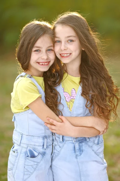 Portrait of two little girls twins — Stock Photo, Image