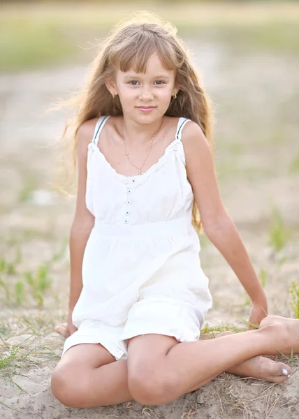 Portret van een klein meisje in de zomer natuur — Stockfoto