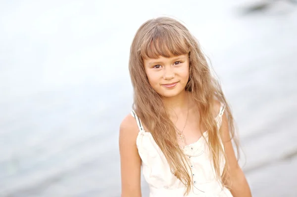 Portret van een klein meisje in de zomer natuur — Stockfoto