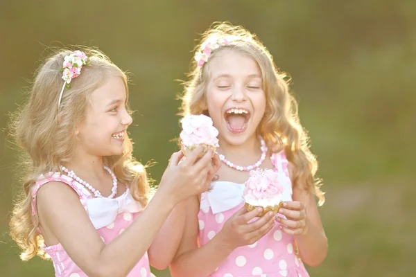 Portrait of two little girls twins — Stock Photo, Image