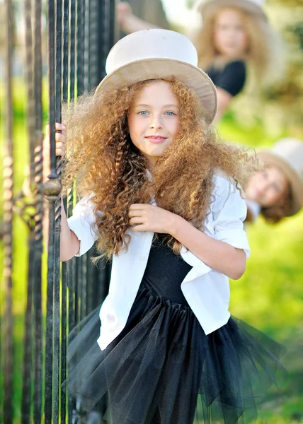 Portrait of a two beautiful fashion little girl — Stock Photo, Image