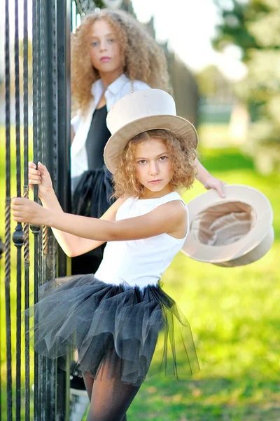 Portrait of a two  beautiful fashion little girl — Stock Photo, Image