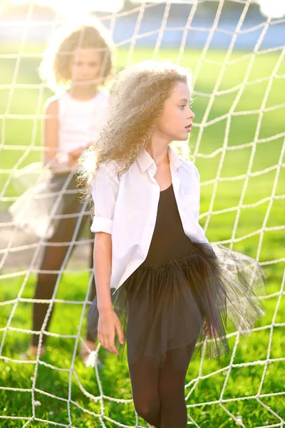 Portrait of a two  beautiful fashion little girl — Stock Photo, Image